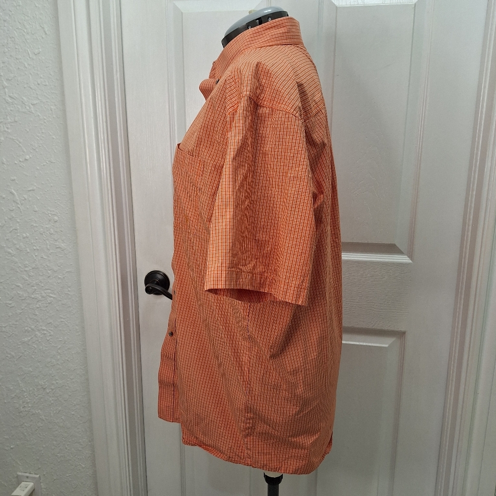 Ariat Men's Orange Checkered Button-Down Shirt - Picture 6 of 9